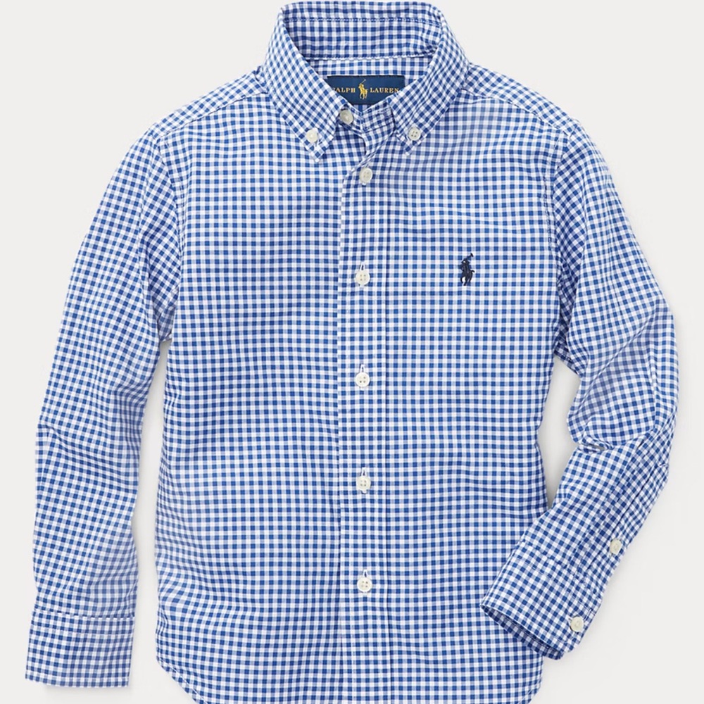 Ralph Lauren Blue Gingham Boys Button Down - 4T